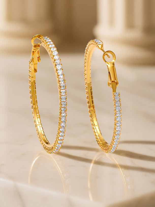 Splendid White American Diamond Zirconia Hoops