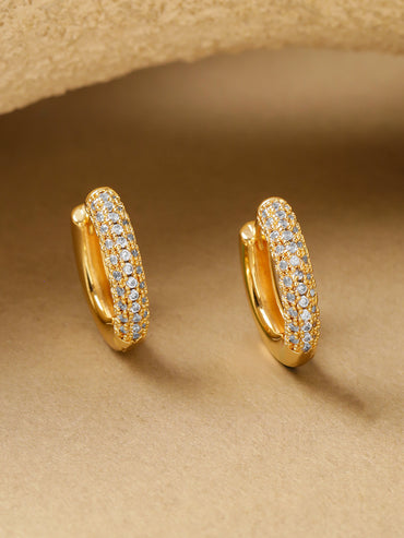 Gold Plated American Diamond Zirconia Studded Hoops