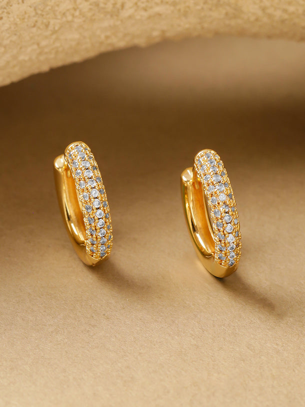 Gold Plated American Diamond Zirconia Studded Hoops
