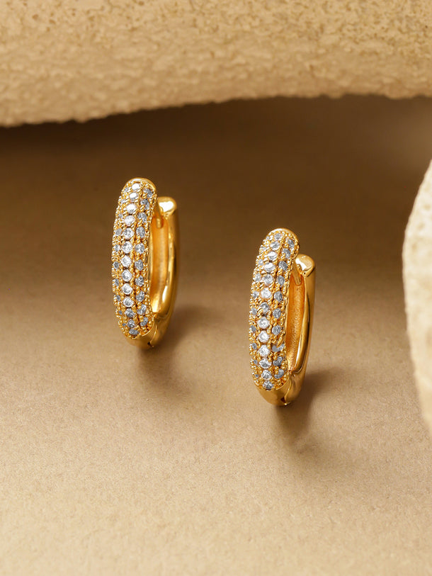 Gold Plated American Diamond Zirconia Studded Hoops