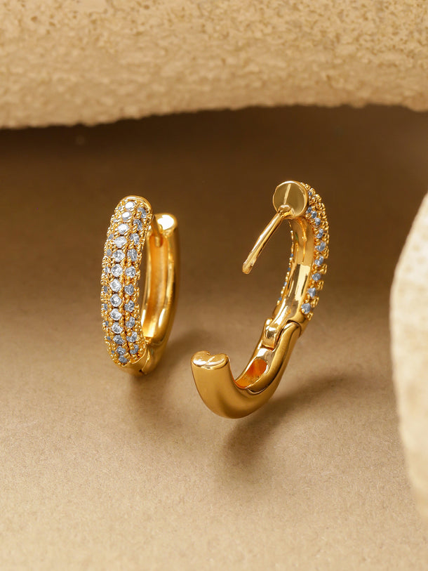 Gold Plated American Diamond Zirconia Studded Hoops