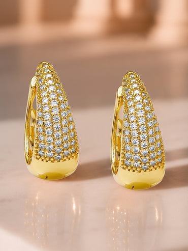 Dazzling Gold CZ Party Hoops