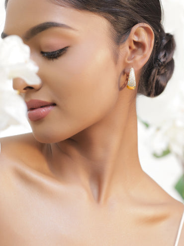 Dazzling Gold CZ Party Hoops