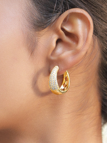Dazzling Gold CZ Party Hoops