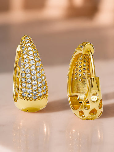 Dazzling Gold CZ Party Hoops