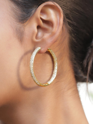 Gold Toned Large Hoop Earrings