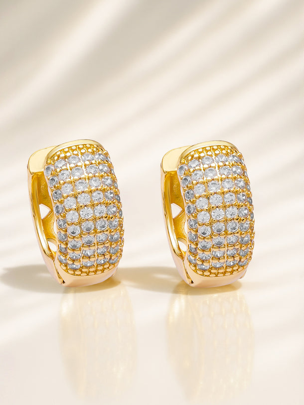 American Diamond Zirconia Studded thick hoop earring