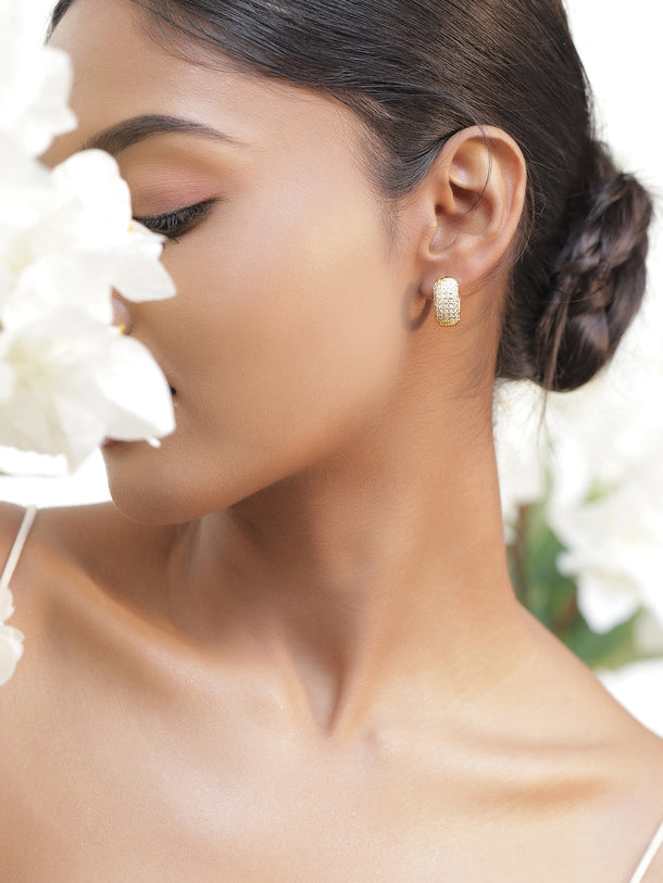 American Diamond Zirconia Studded thick hoop earring