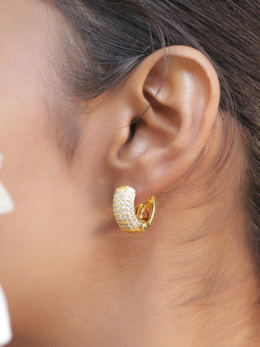 American Diamond Zirconia Studded thick hoop earring