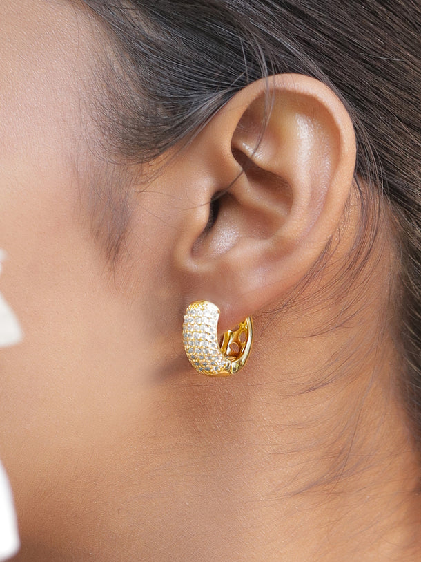 American Diamond Zirconia Studded thick hoop earring