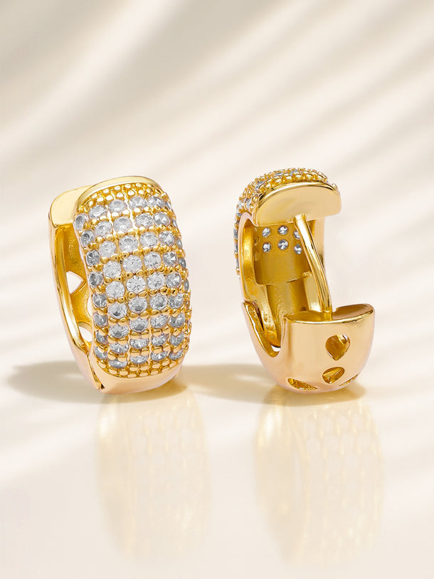 American Diamond Zirconia Studded thick hoop earring