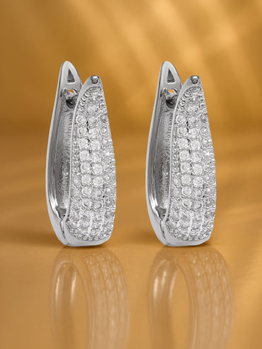 American Diamond Zirconia Curved Hug Earrings