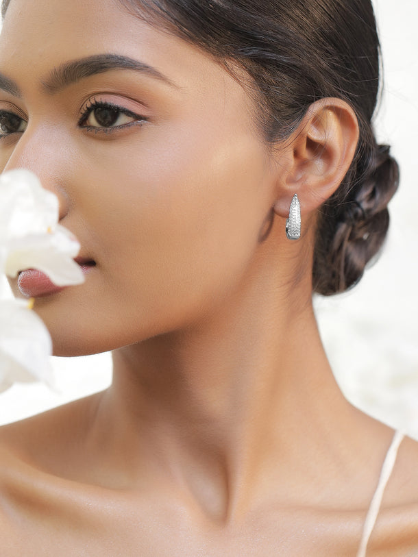 American Diamond Zirconia Curved Hug Earrings