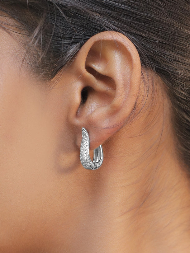 American Diamond Zirconia Curved Hug Earrings