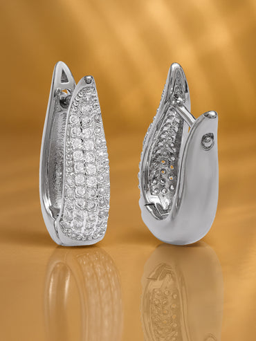 American Diamond Zirconia Curved Hug Earrings