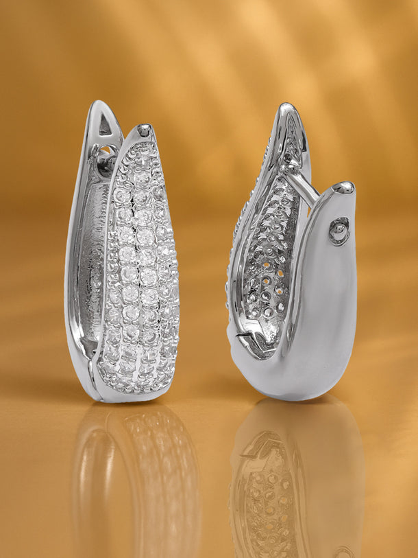 American Diamond Zirconia Curved Hug Earrings