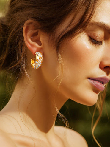 Golden Pave Glow Hoop Earrings