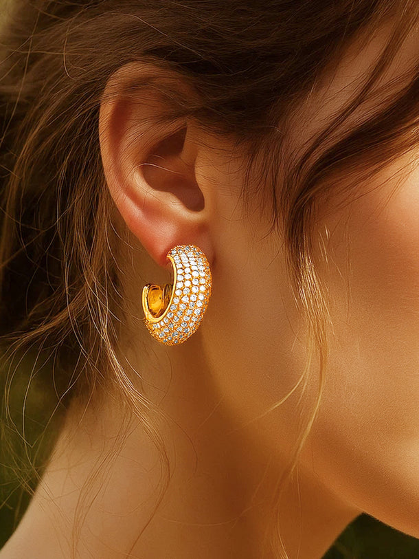 Golden Pave Glow Hoop Earrings