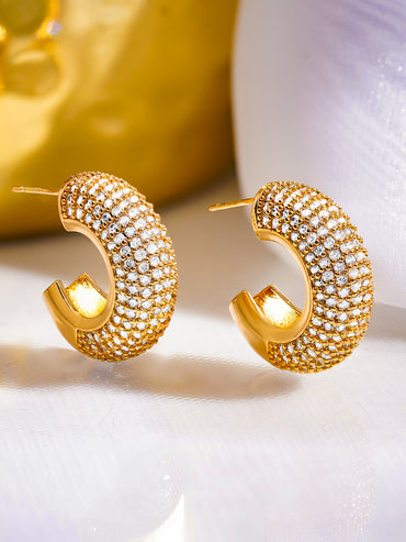 Golden Pave Glow Hoop Earrings