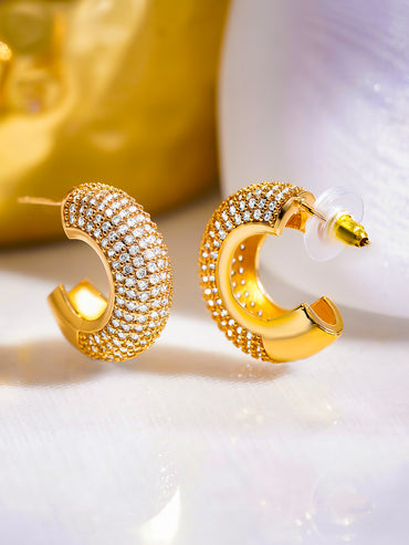Golden Pave Glow Hoop Earrings