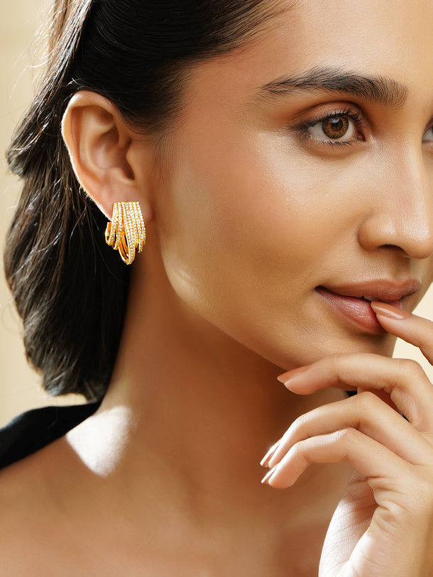 Contemporary Gold Finish Statement Hoops
