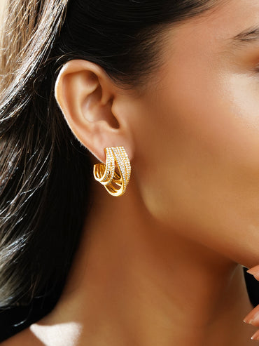 Contemporary Gold Finish Statement Hoops