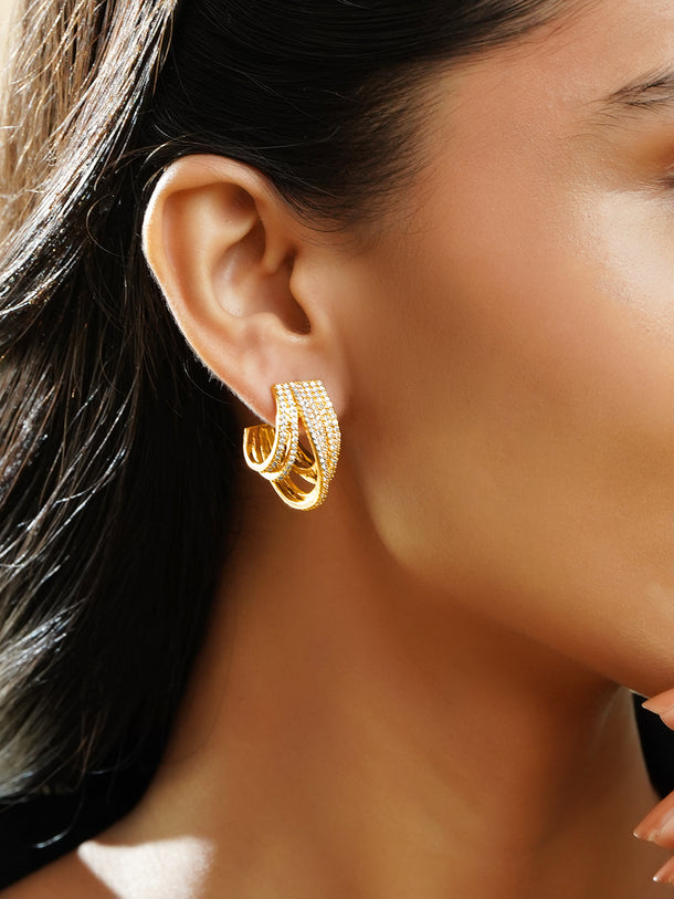 Contemporary Gold Finish Statement Hoops