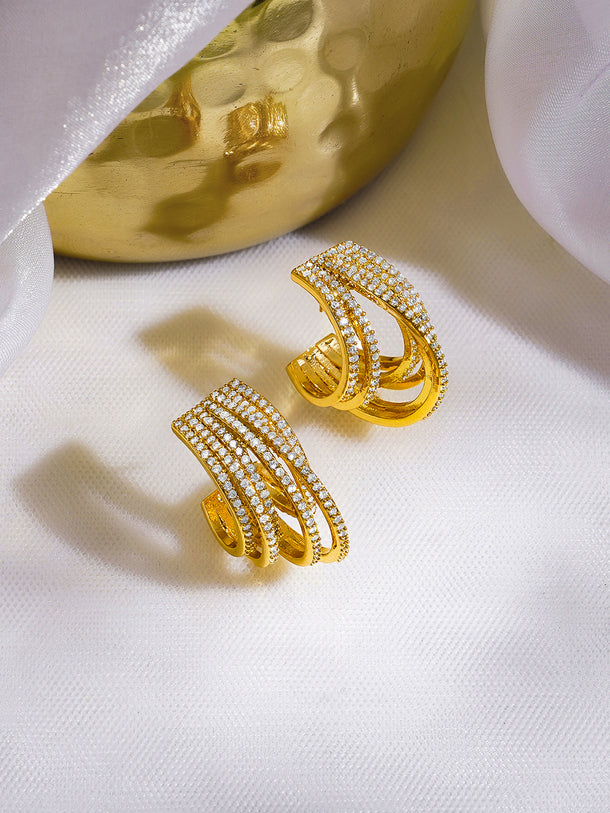 Contemporary Gold Finish Statement Hoops