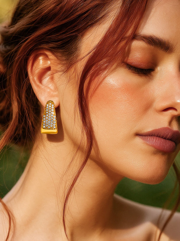 Golden Stardust Pavé Hoop Earrings