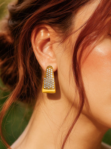 Golden Stardust Pavé Hoop Earrings