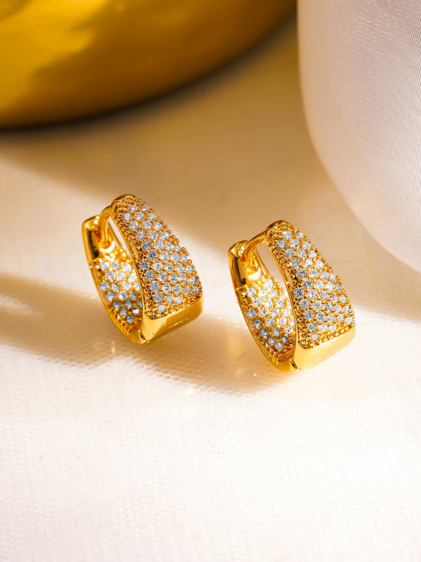 Golden Stardust Pavé Hoop Earrings