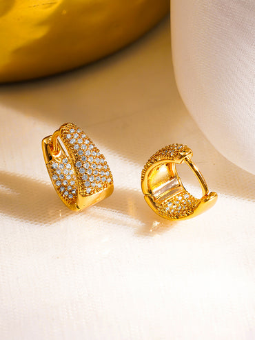 Golden Stardust Pavé Hoop Earrings