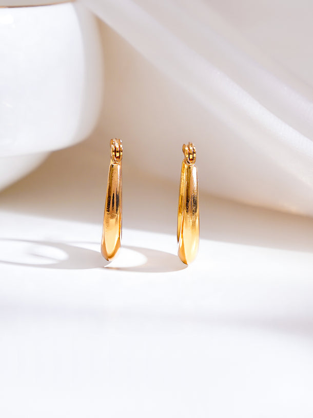 Demifine 18K Gold Plated Stainless Steel Chunky Hoop Earrings