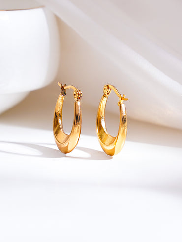 Demifine 18K Gold Plated Stainless Steel Chunky Hoop Earrings