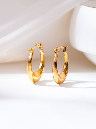 Demifine 18K Gold Plated Stainless Steel Chunky Hoop Earrings