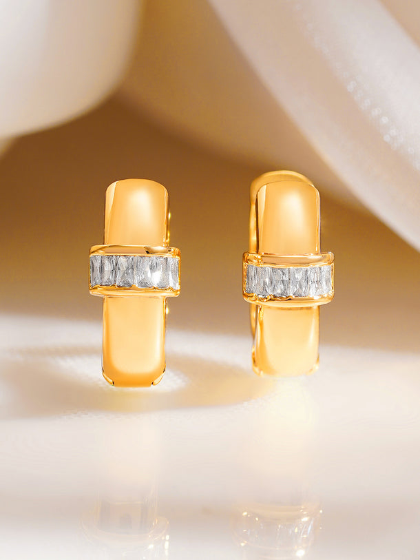 Gold Plated Crystal Baguette Hoop Earrings