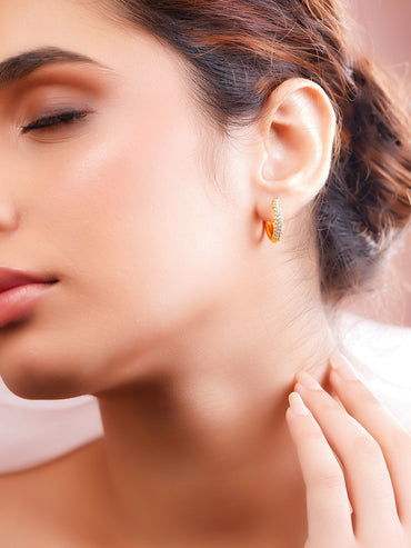 Gold Plated American Diamond Zirconia Hoop Earrings