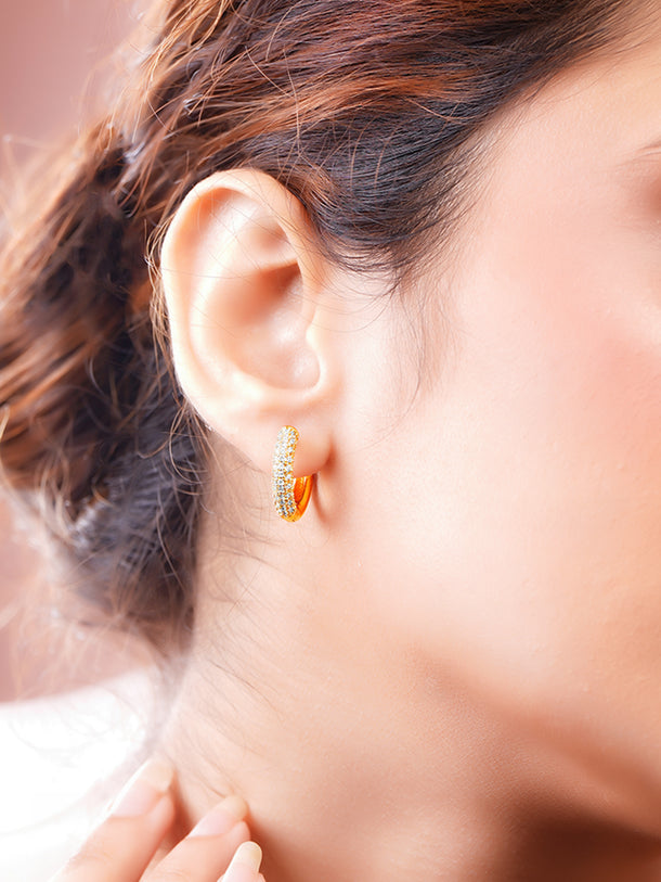 Gold Plated American Diamond Zirconia Hoop Earrings