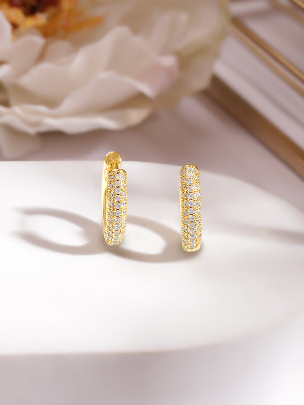 Gold Plated American Diamond Zirconia Hoop Earrings