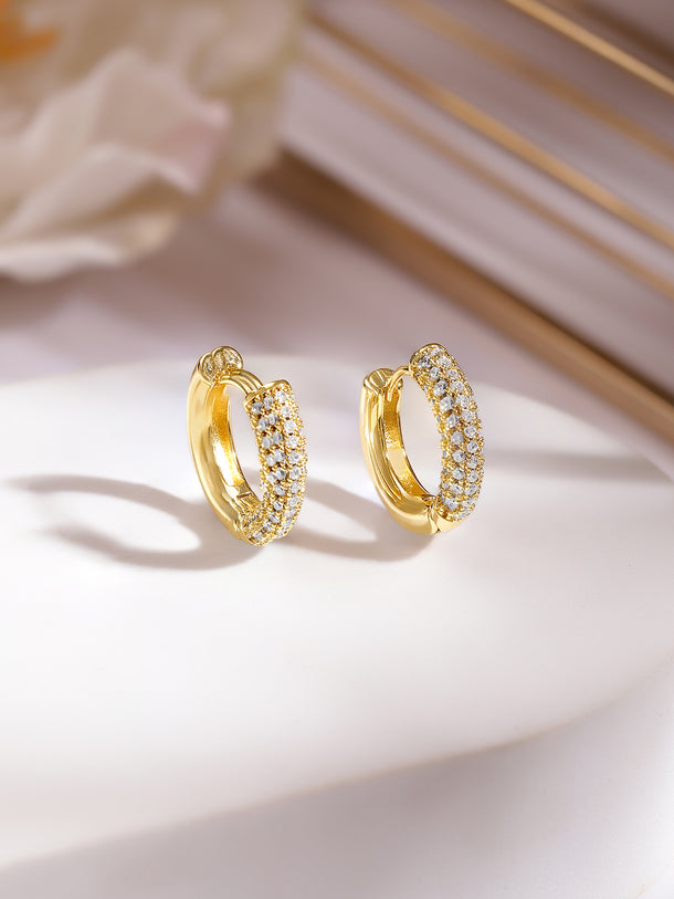 Gold Plated American Diamond Zirconia Hoop Earrings