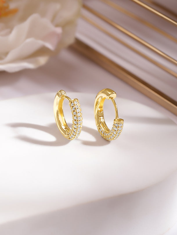 Gold Plated American Diamond Zirconia Hoop Earrings