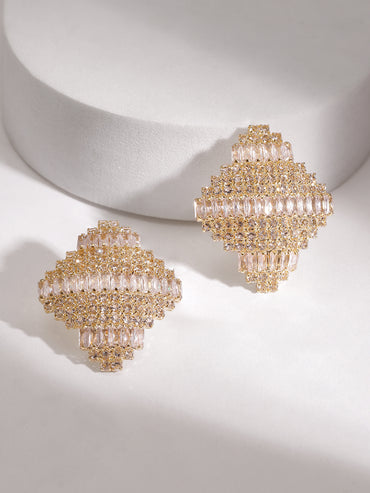 White & Gold Stud Earrings