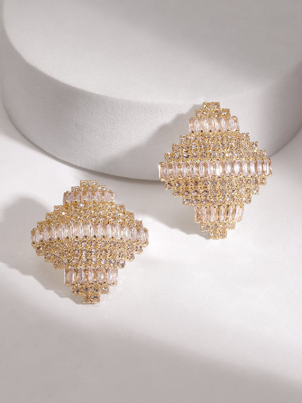 White & Gold Stud Earrings
