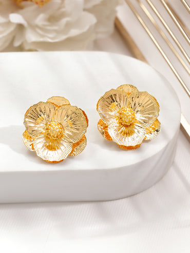 Frosted with Flower Statement Earrings