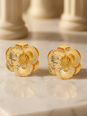 Frosted with Flower Statement Earrings