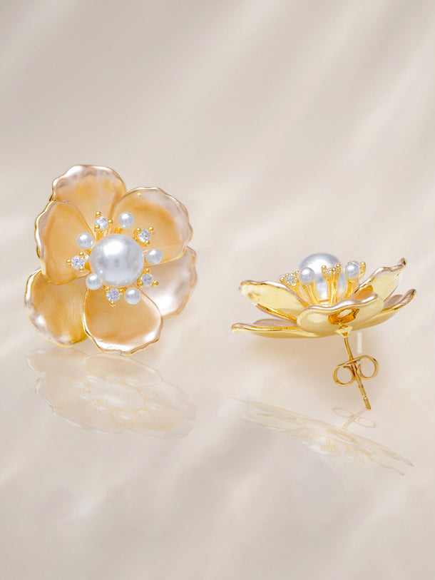 Pearl Blossom Stud Earrings