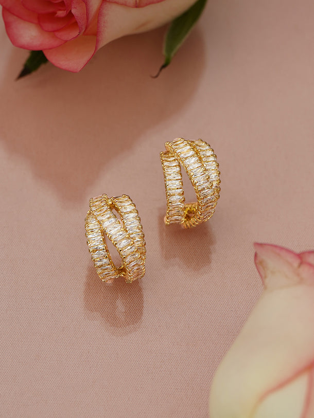 Delicate White Crystal Hoops