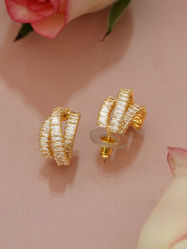 Delicate White Crystal Hoops