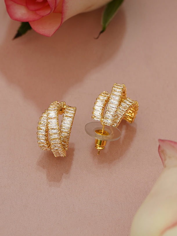 Delicate White Crystal Hoops