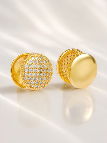 Gold Pave Studded Clip On Studs